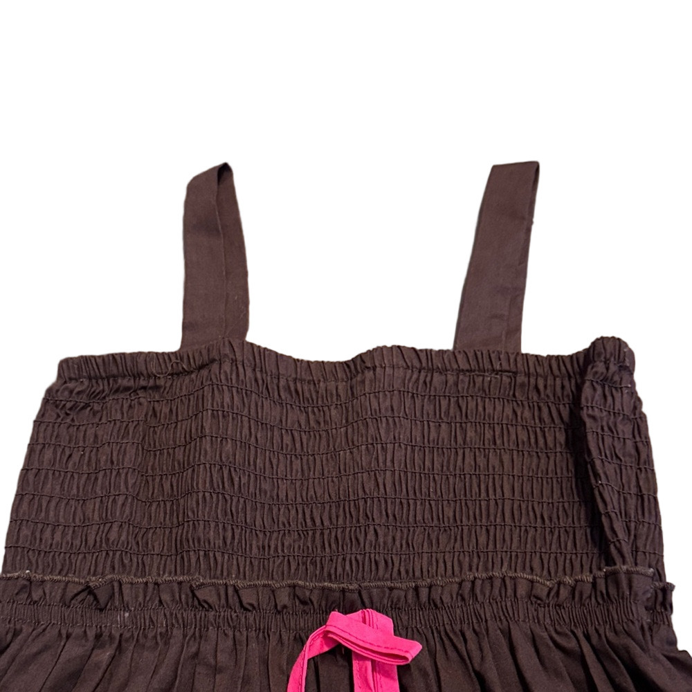 Pinky Summer Floral Casual Kids Dress - Brown with Pink Accents - Picture 3 of 4